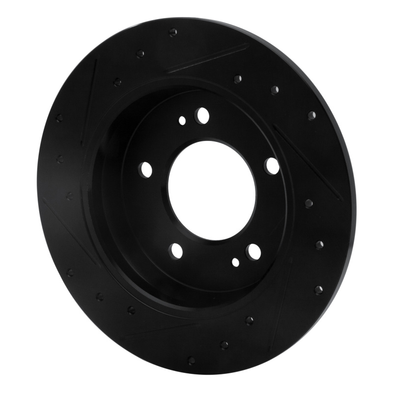 Hyundai Elantra Coupe Brake Rotor (1) - Rear Right - R1 Concepts - Drilled & Slotted - Black - `11-`25
